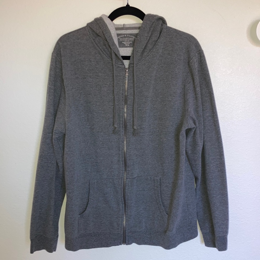 Threads 4 Thought Grey Zip Up Hoodie Sweatshirt Size XL